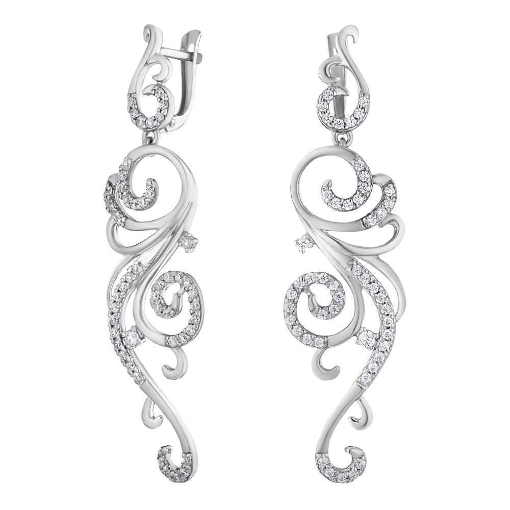 

Серьги подвески из серебра ЮВЕЛИР КАРАТ 2126611/9, фианит, 2126611/9