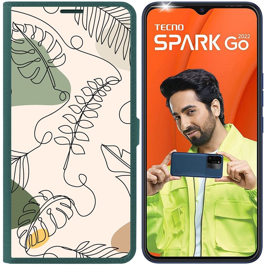 

Чехол-книжка Eco Book для Tecno Spark Go 2022 Линия весны, Зеленый