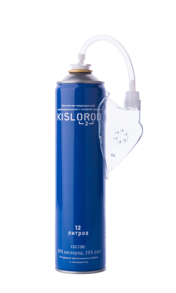 Купить Баллончик кислородный /медицинский индивидуальный с газовой смесью KISLOROD К12L-М, KISLOROD prana