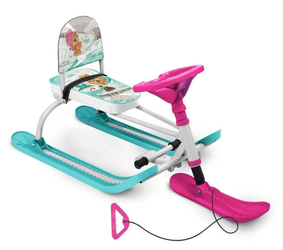 

Снегокат Ника TWINY 1+ МИНИ ЗАБАВНЫЕ МЕДВЕЖАТА рама белая СО СПИНКОЙ, Белый, TWINY 1+ МИНИ