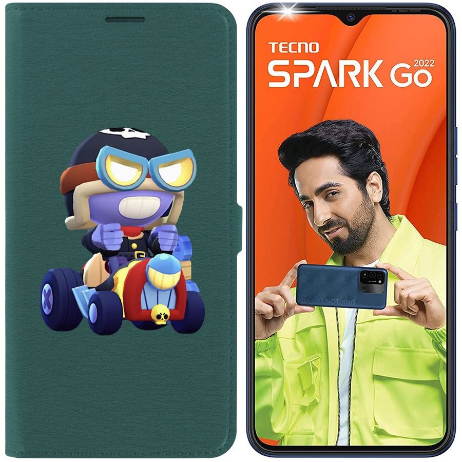

Чехол-книжка Eco Book для Tecno Spark Go 2022 Brawl Stars-Безумный Карл