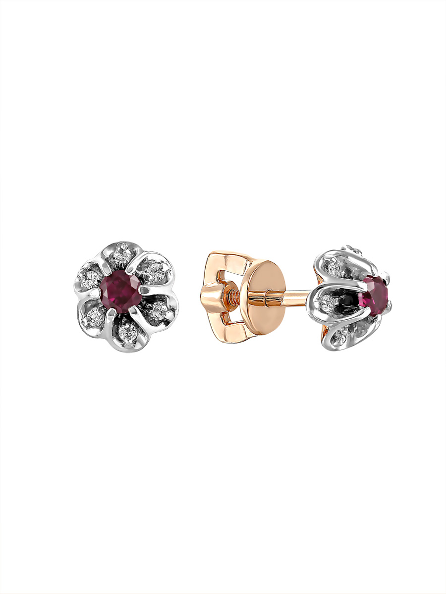

Серьги женские SamoroDki Jewelry 2-03-005-02з№8 из серебра корунд/рубин, 2-03-005-02з№8