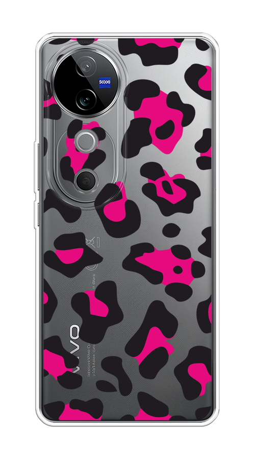 

Чехол на Vivo V40 "Pink cow spots", Черный;розовый, 2611450-1