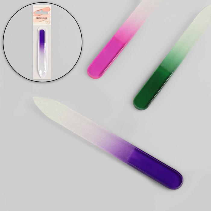 Пилка стеклянная для ногтей Радуга, 9 см, в чехле, цвет МИКС zinger пилка 2 х сторонняя стеклянная в чехле 140мм