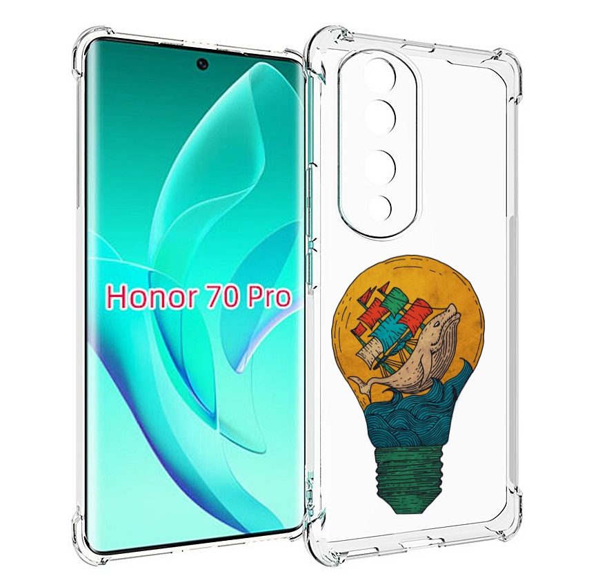 Чехол MyPads кит в лампочке с парусами для Honor 70 Pro / 70 Pro Plus