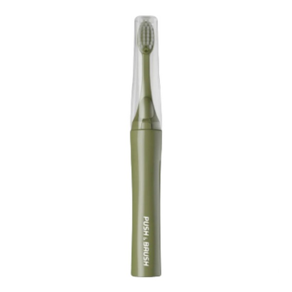 Зубная щетка 2 в 1 PUSH BRUSH Olive паста+щетка