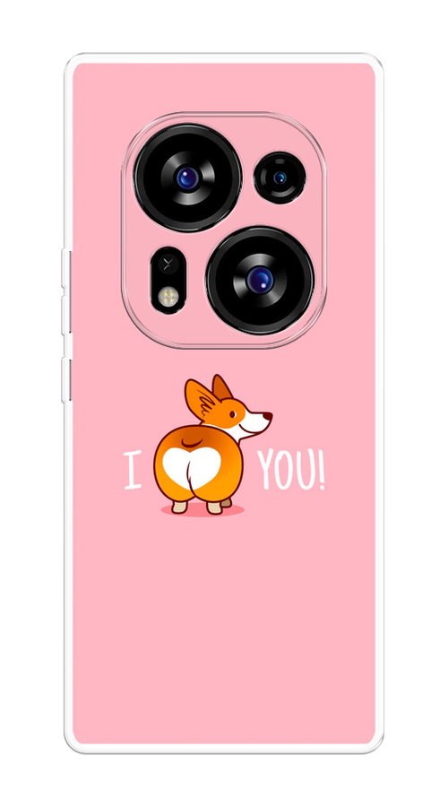 

Чехол на Tecno Phantom X2/X2 Pro "Корги I love you", Розовый;коричневый;белый, 303350-1