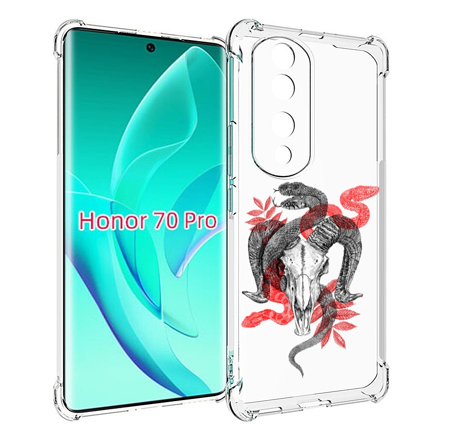 

Чехол MyPads змея в черепе рисунок для Honor 70 Pro / 70 Pro Plus, Прозрачный, Tocco