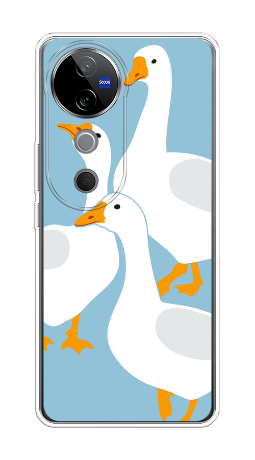 

Чехол на Vivo V40 "Гусиное трио", Голубой;белый;серый;желтый, 2611450-1