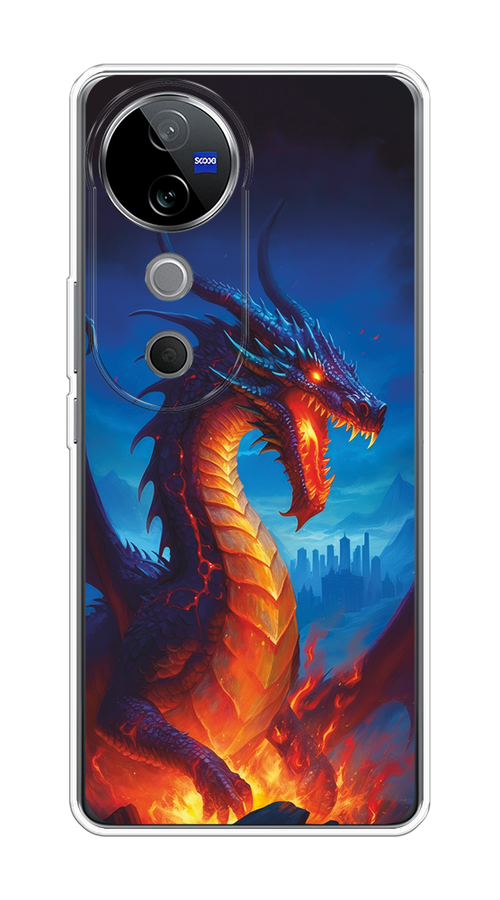 

Чехол на Vivo V40 "Дракон над лавой", Оранжевый;коричневый;синий, 2611450-1