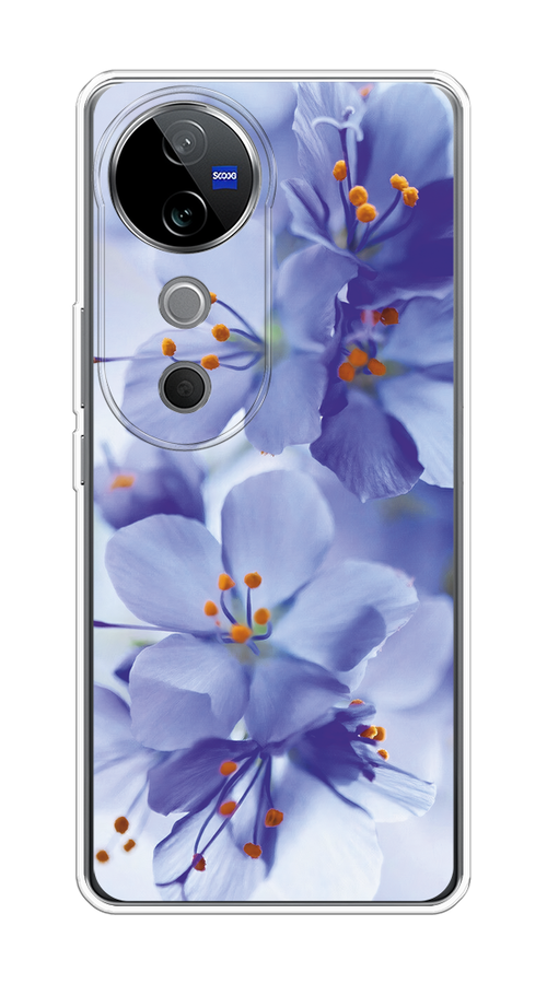 

Чехол на Vivo V40 "Фиолетовые цветки", Фиолетовый;синий, 2611450-1