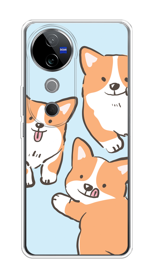 

Чехол на Vivo V40 "Милые корги", Бежевый;голубой;коричневый, 2611450-1