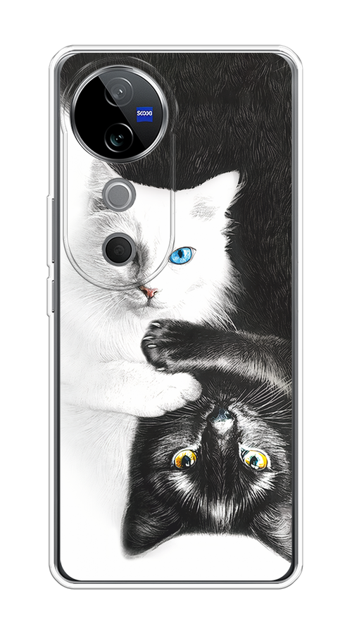 

Чехол на Vivo V40 "Коты Инь-Янь", Черный;белый;голубой, 2611450-1