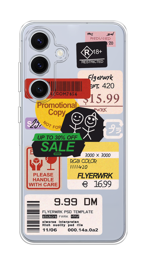

Чехол на Samsung Galaxy S24 FE 5G "Коллаж из наклеек", Красный;желтый;зеленый;белый, 2109950-1