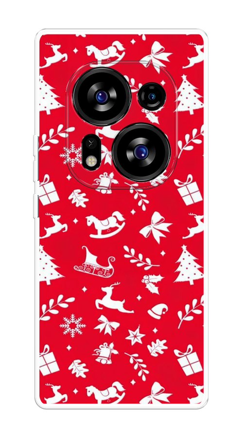 Чехол на Tecno Phantom X2/X2 Pro Красный новогодний фон