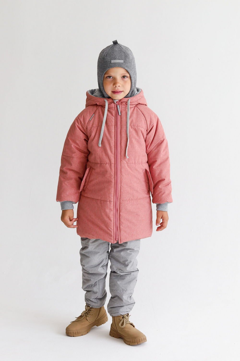 

Пуховик детский Minidino М018, лосось, 134, Красный, М018