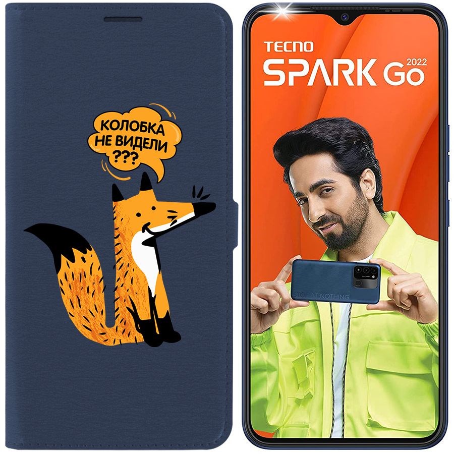 

Чехол-книжка Eco Book для Tecno Spark Go 2022 Лиса, Синий