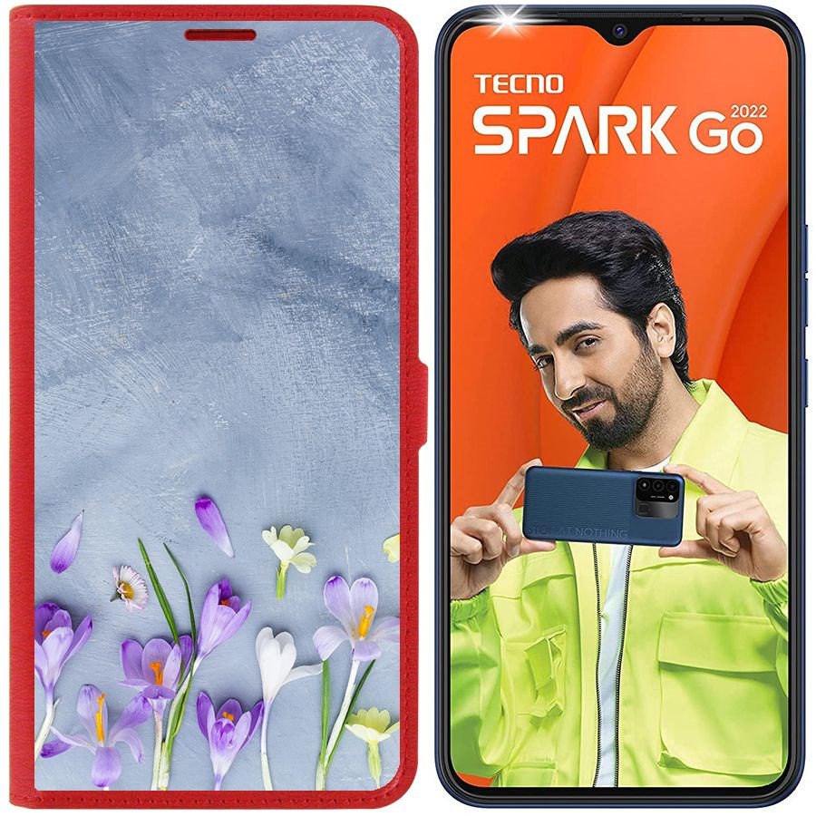 

Чехол-книжка Eco Book для Tecno Spark Go 2022 Цветочное настроение, Красный