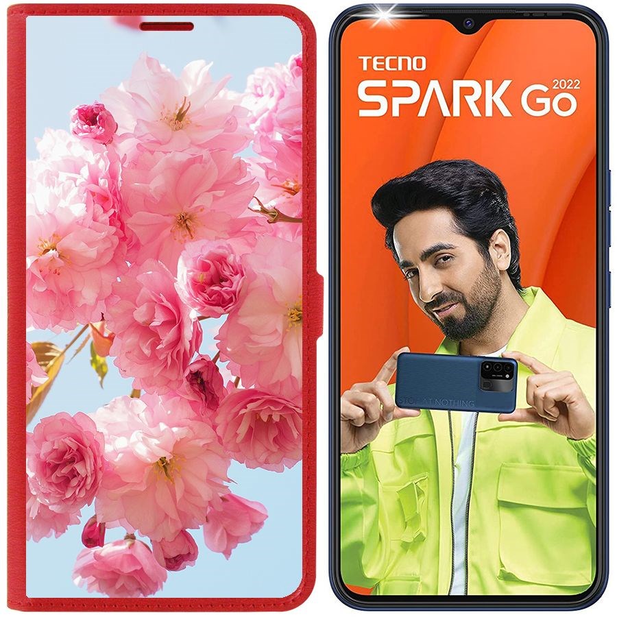 

Чехол-книжка Eco Book для Tecno Spark Go 2022 Сакура, Красный