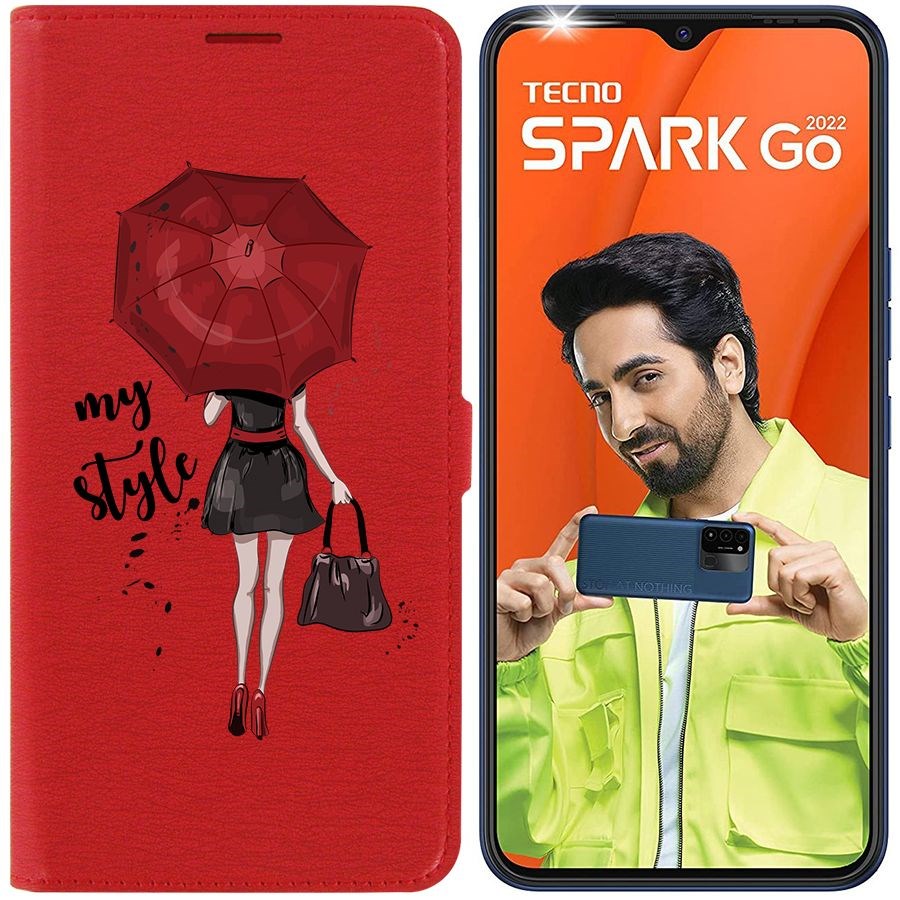 

Чехол-книжка Eco Book для Tecno Spark Go 2022 Мой стиль, Красный