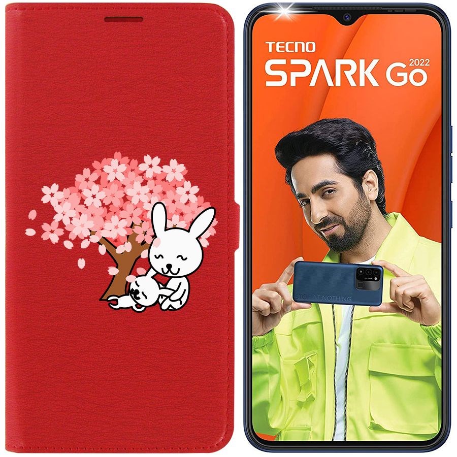 

Чехол-книжка Eco Book для Tecno Spark Go 2022 Кролики, Красный