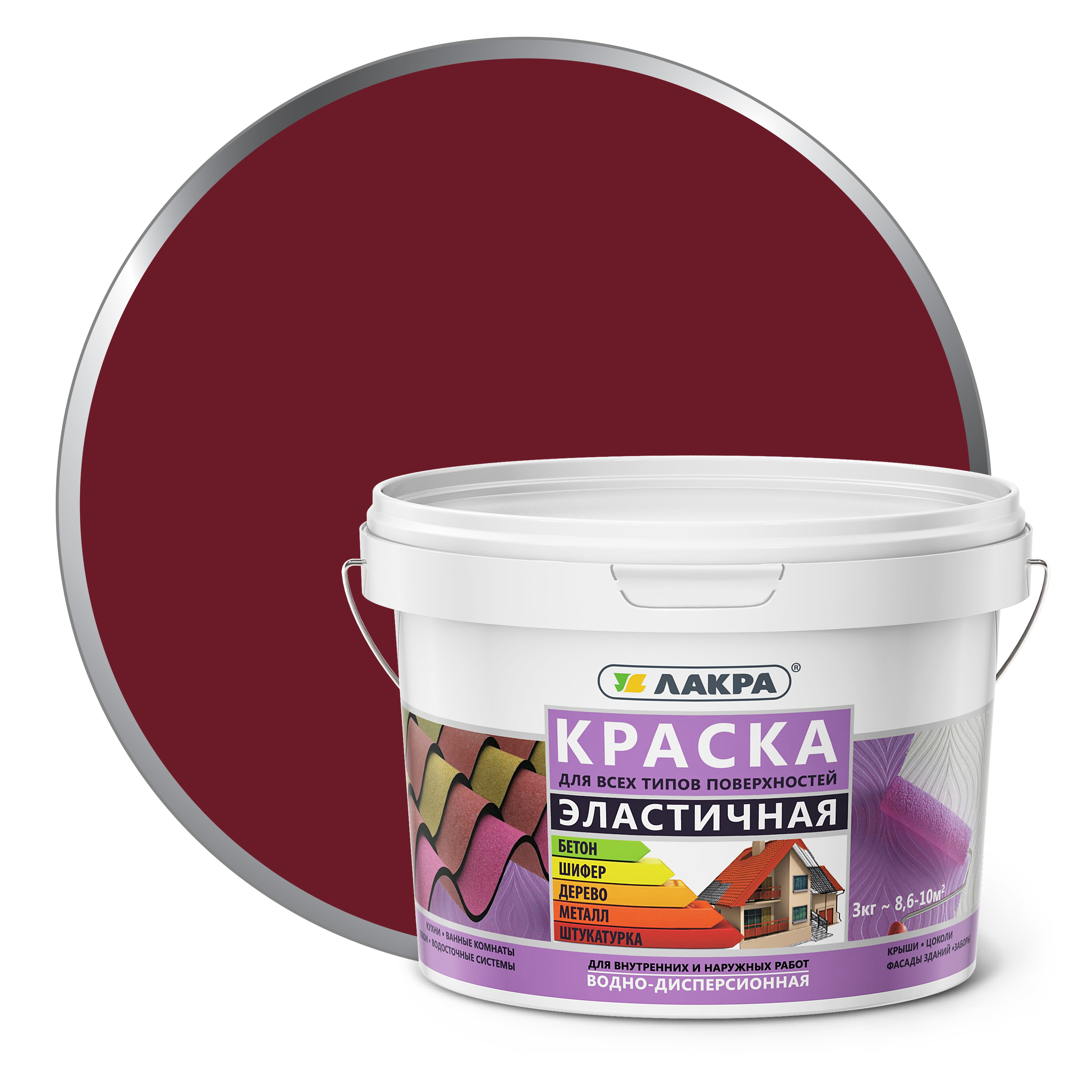 

Краска Лакра эластичная, красно-коричневый, 3 кг, эластичная