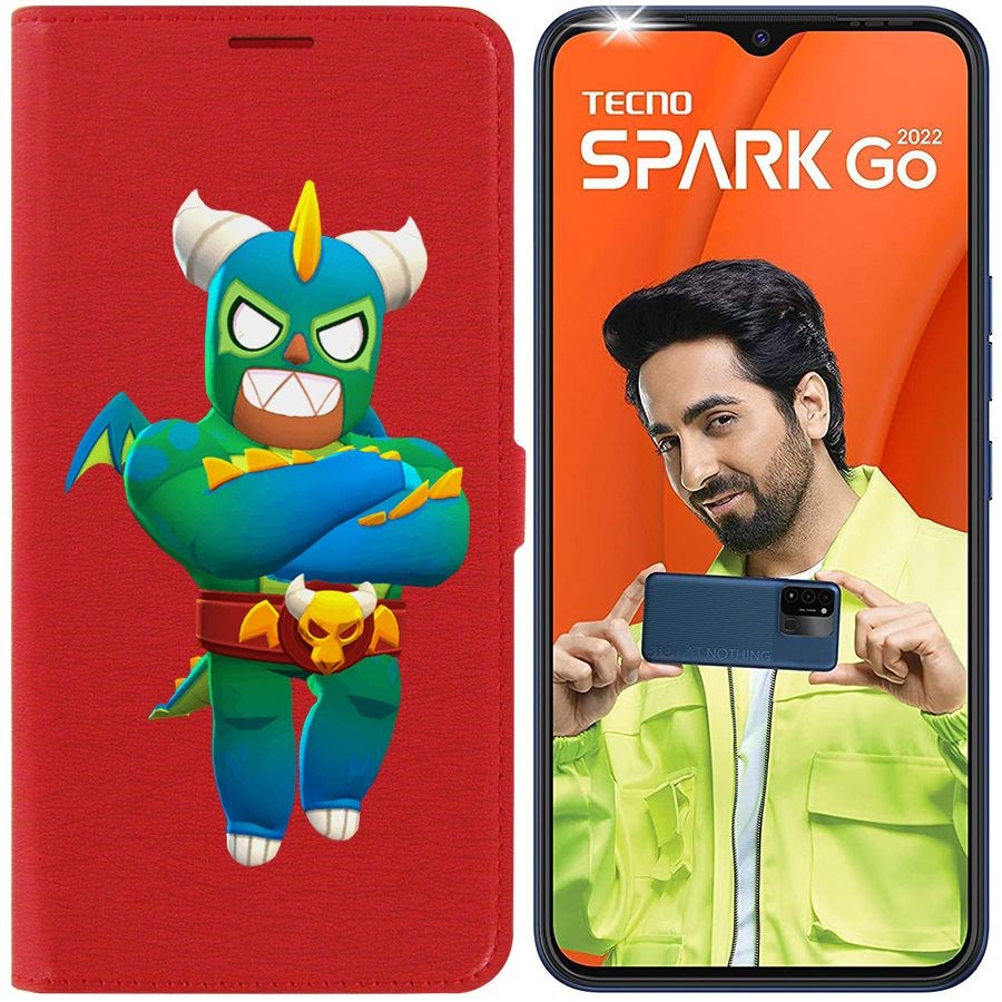 

Чехол-книжка Eco Book для Tecno Spark Go 2022 Brawl Stars-Эль Дракон Вердозо