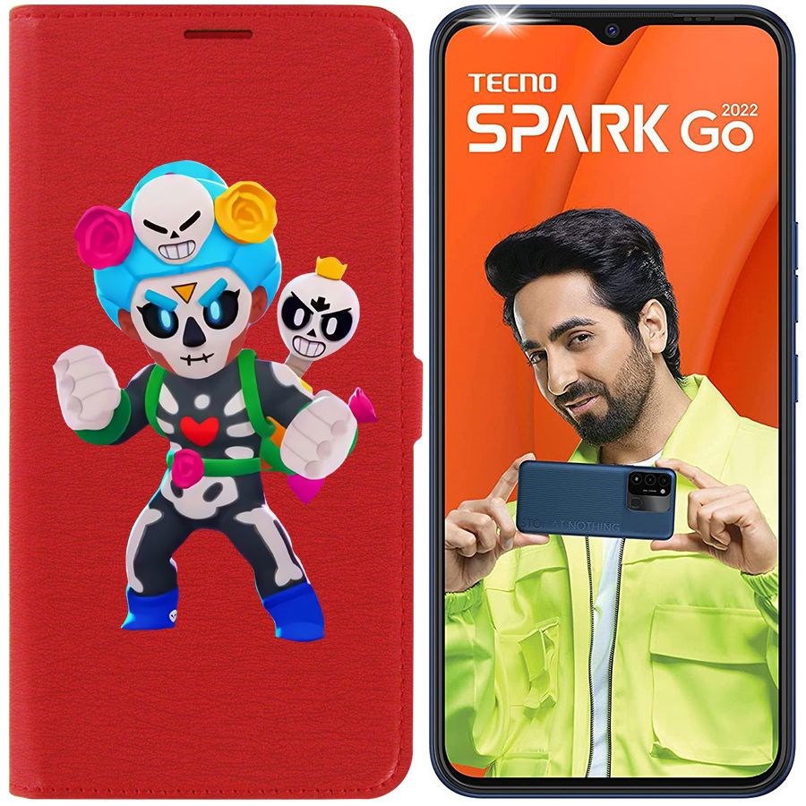 

Чехол-книжка Eco Book для Tecno Spark Go 2022 Brawl Stars-Хэллоуинская Роза