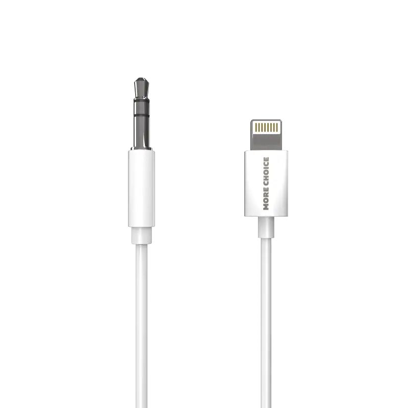 Акустический кабель More choice AUX 3.5mm Lightning 8-pin 1м UK22i White