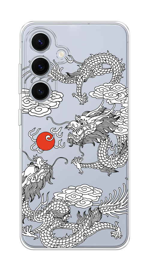 

Чехол на Samsung Galaxy S24 FE 5G "Драконы с ножом", Прозрачный;черный;белый, 2109950-1