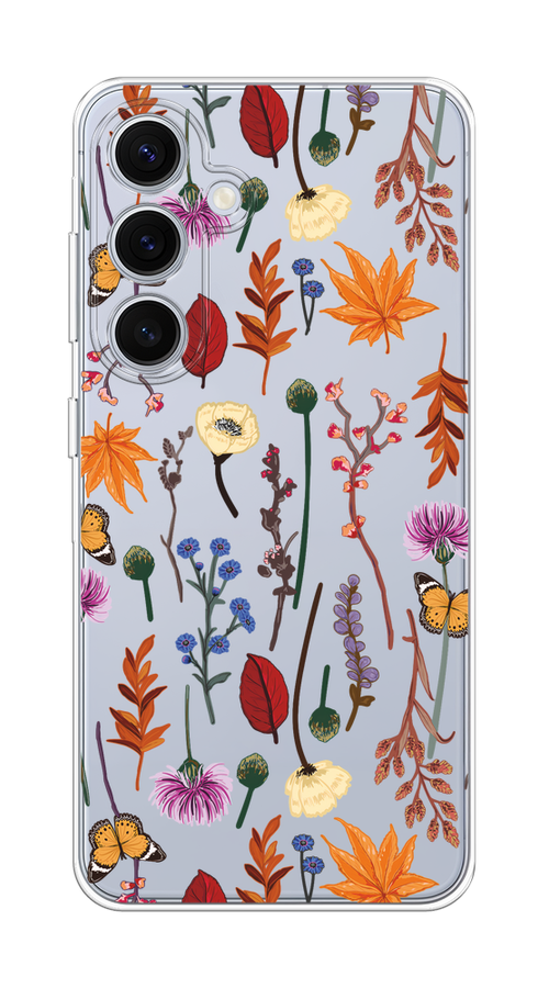 

Чехол на Samsung Galaxy S24 FE 5G "Orange Purple flowers", Оранжевый;красный;розовый;желтый;прозрачный, 2109950-1