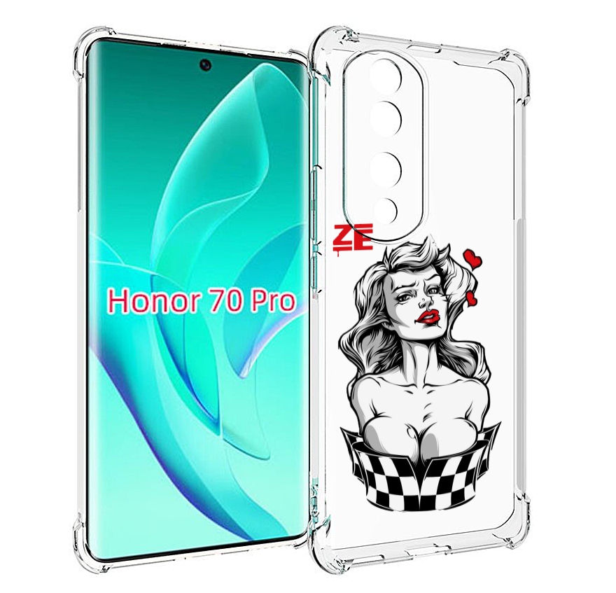 

Чехол MyPads черно белая девушка с красными губами женский для Honor 70 Pro / 70 Pro Plus, Прозрачный, Tocco