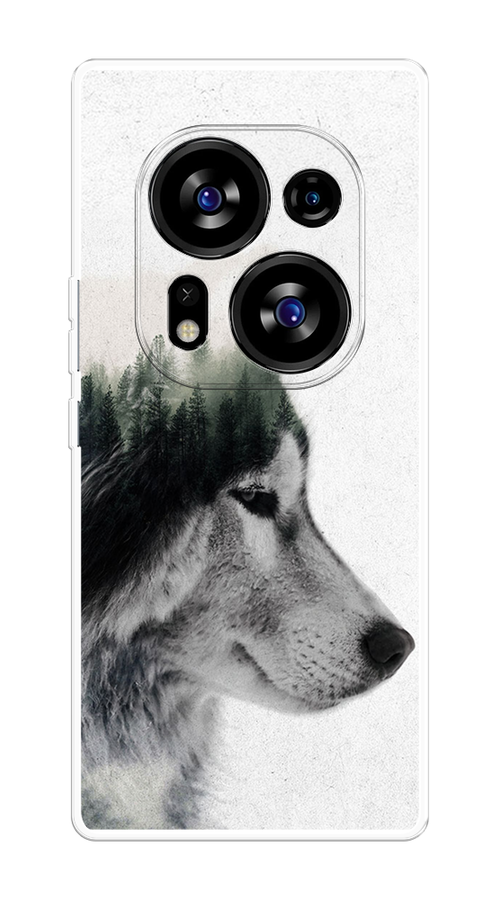 

Чехол на Tecno Phantom X2/X2 Pro "Волк лес", Серый;белый, 303250-1
