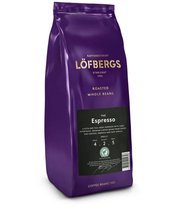 Кофе зерновой натуральный Lofbergs Espresso 1000 гр / кофе в зернах 1 кг Швеция