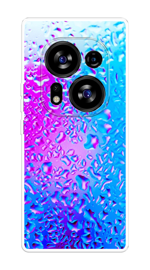

Чехол на Tecno Phantom X2/X2 Pro "Капли на стекле", Бирюзовый;розовый, 303250-3