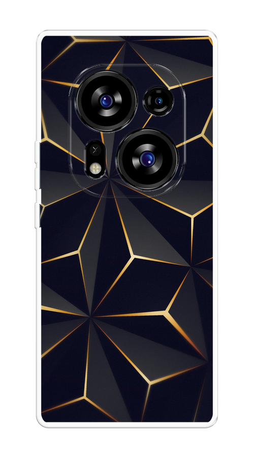 

Чехол на Tecno Phantom X2/X2 Pro "Черные полигоны", Золотистый;черный, 303250-3