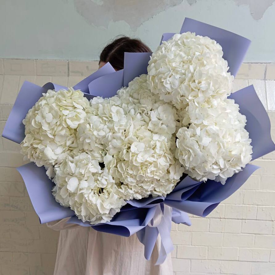 

Монобукет Bloom Room гортензия 55 см x 50 см 7 шт. белый 348, Белые 7