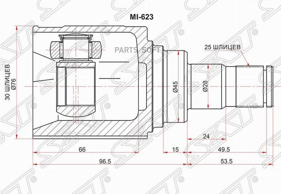 

SAT Шрус внутренний LH LIFAN SOLANO 620 10-16