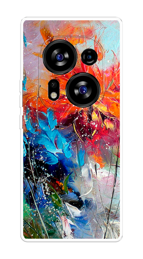 

Чехол на Tecno Phantom X2/X2 Pro "Абстрактные цветы", Оранжевый;синий, 303250-4
