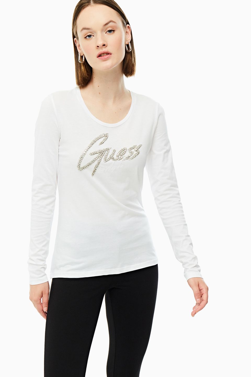 

Лонгслив женский Guess W0YI65-JA900 белый XS, W0YI65-JA900