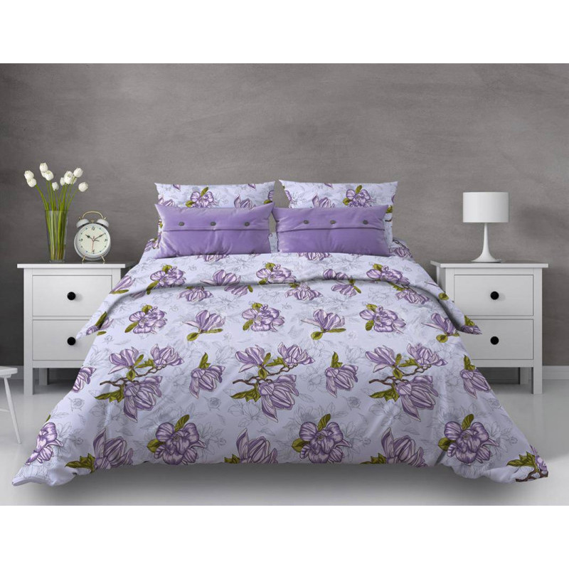 

Постельное белье 1,5 спальное бязь Комфорт Магнолии лавандовый арт.30014, Магнолии лавандовый