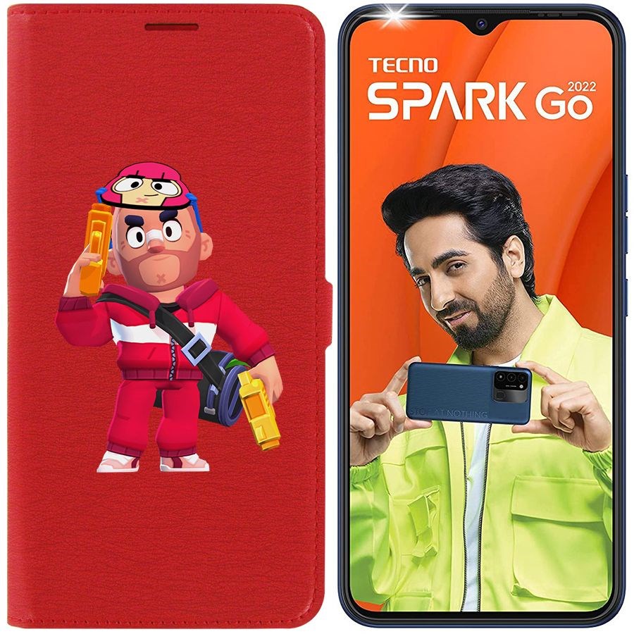 

Чехол-книжка Eco Book для Tecno Spark Go 2022 Brawl Stars-Красавчик Кольт