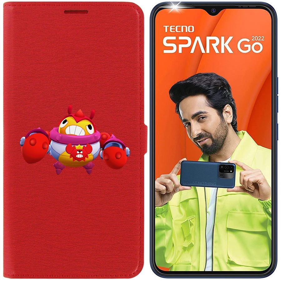 

Чехол-книжка Eco Book для Tecno Spark Go 2022 Brawl Stars-Краб Тик