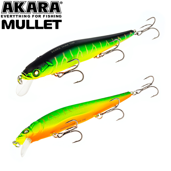 

Воблер Akara Mullet 110F 14 гр 1/2 oz 4,3 in A20, Разноцветный, Mullet