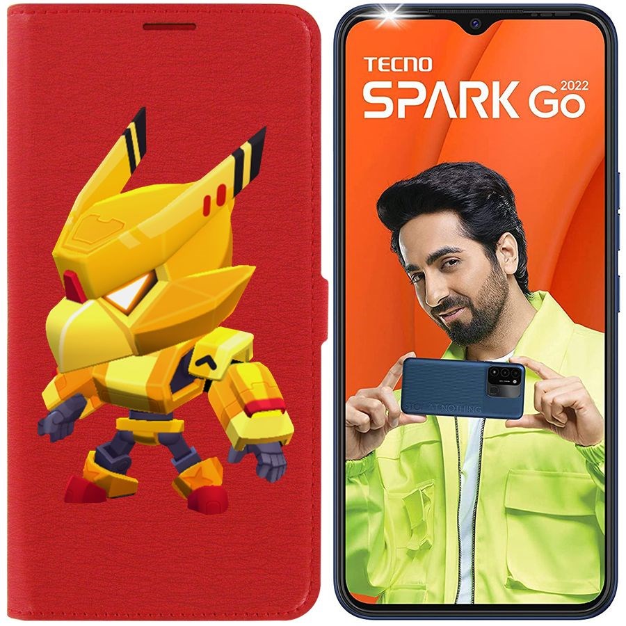 

Чехол-книжка Eco Book для Tecno Spark Go 2022 Brawl Stars-Ворон Золотой Меха