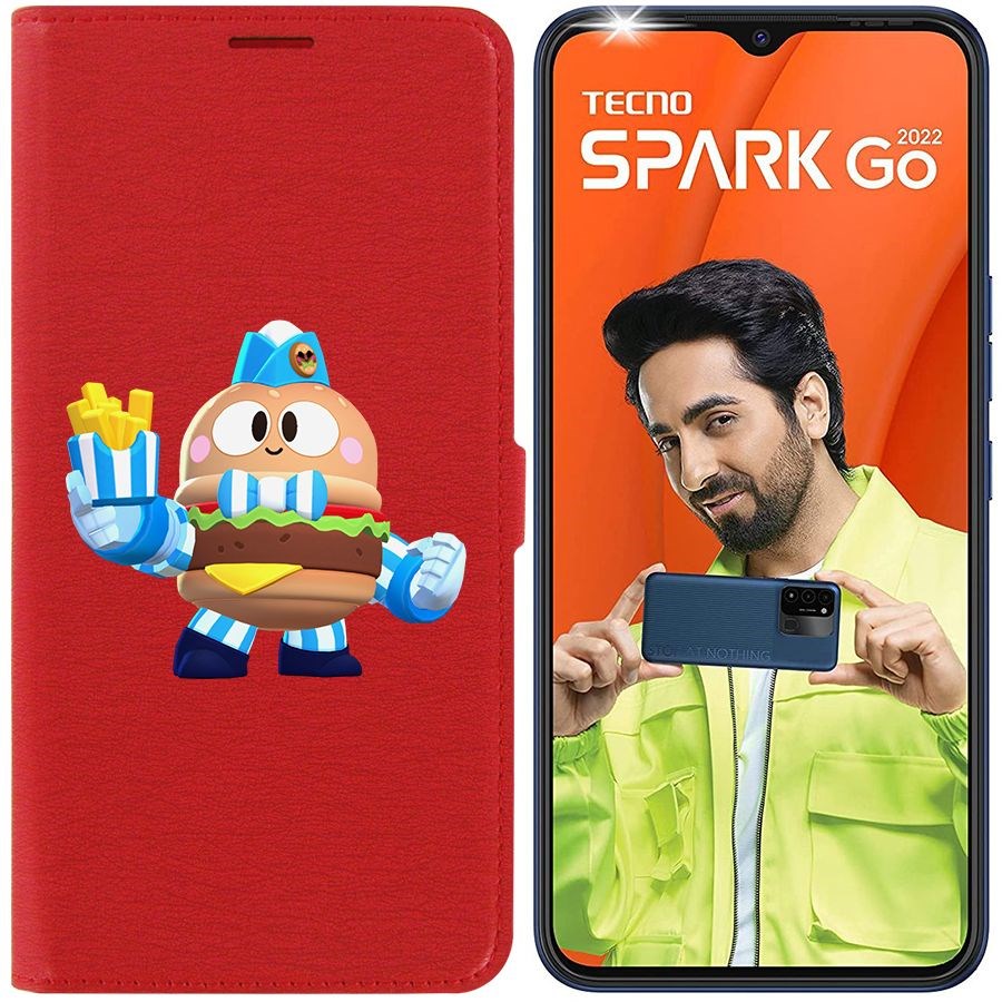 

Чехол-книжка Eco Book для Tecno Spark Go 2022 Brawl Stars-Бургер Лу