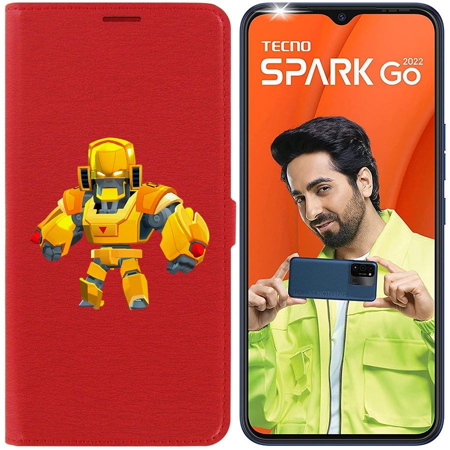 

Чехол-книжка Eco Book для Tecno Spark Go 2022 Brawl Stars-Бо Золотой Меха