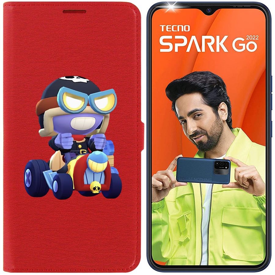 

Чехол-книжка Eco Book для Tecno Spark Go 2022 Brawl Stars-Безумный Карл