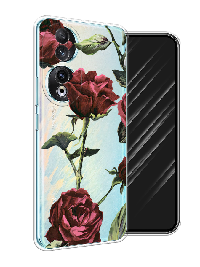 

Чехол Awog на Honor 90 "Бордовые розы фон", Бордовый