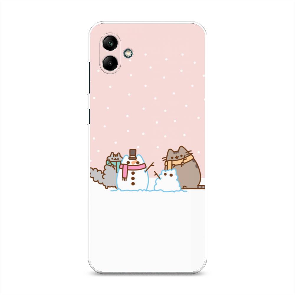 

Чехол на Samsung Galaxy A04 "Котики в снегу", Розовый;белый;серый, 2107050-5